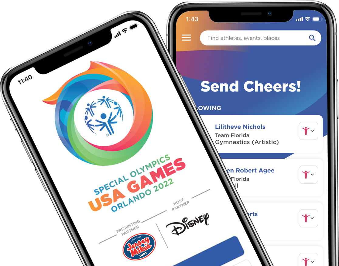 Special Olympics App on two phones